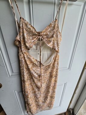 BCBGeneration Yellow Floral Cutout Mini Dress